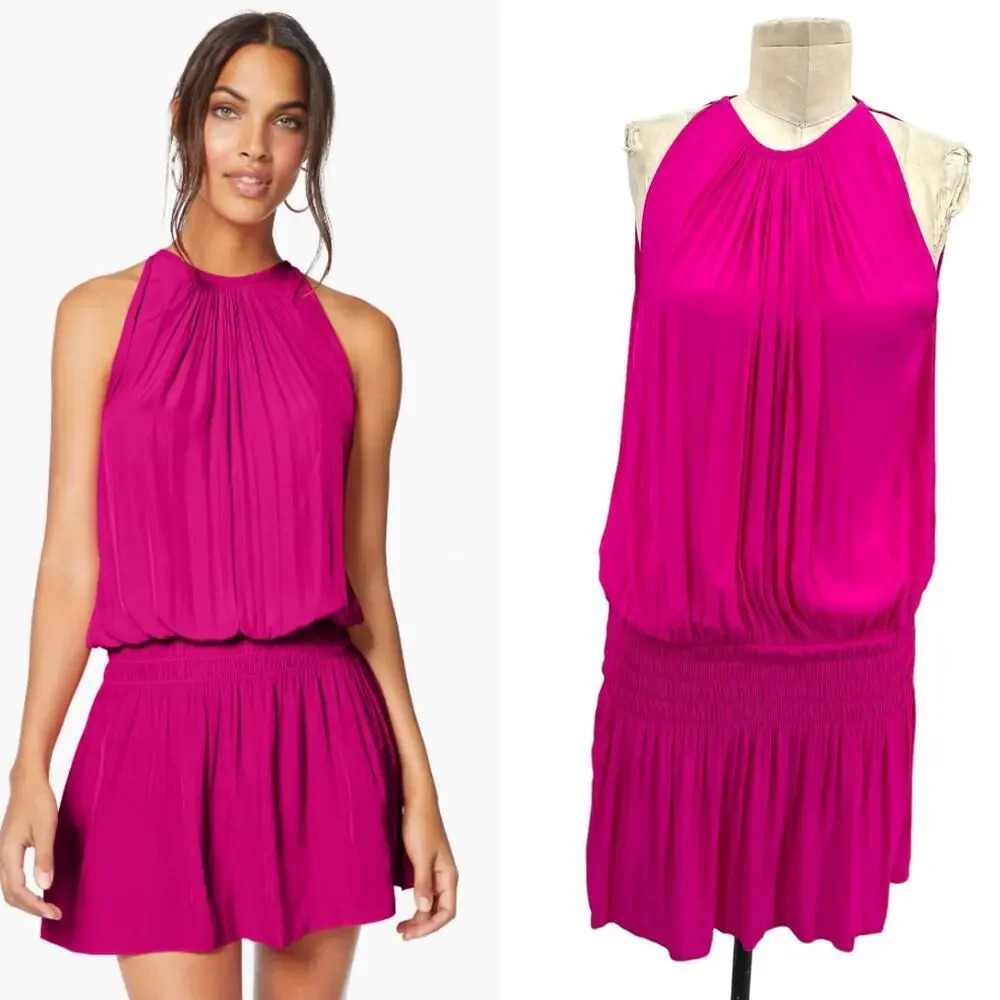Ramy Brook‎ Paris Sleeveless Dress in Wild Rose Hibiscus Pink Size Medium